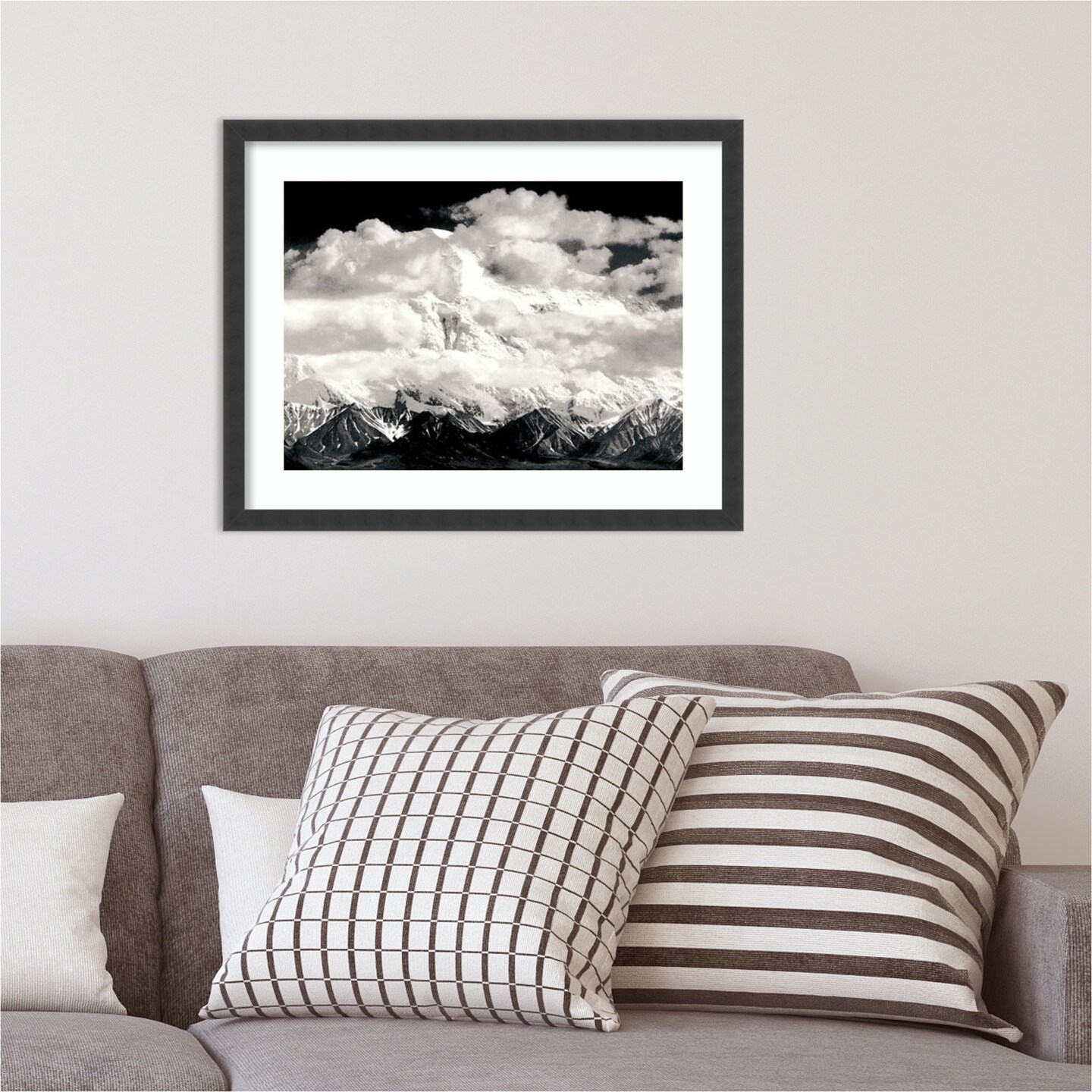 Mount McKinley Range Clouds Denali National Park Alaska 1948 by Ansel Adams Wood Framed Wall Art Print