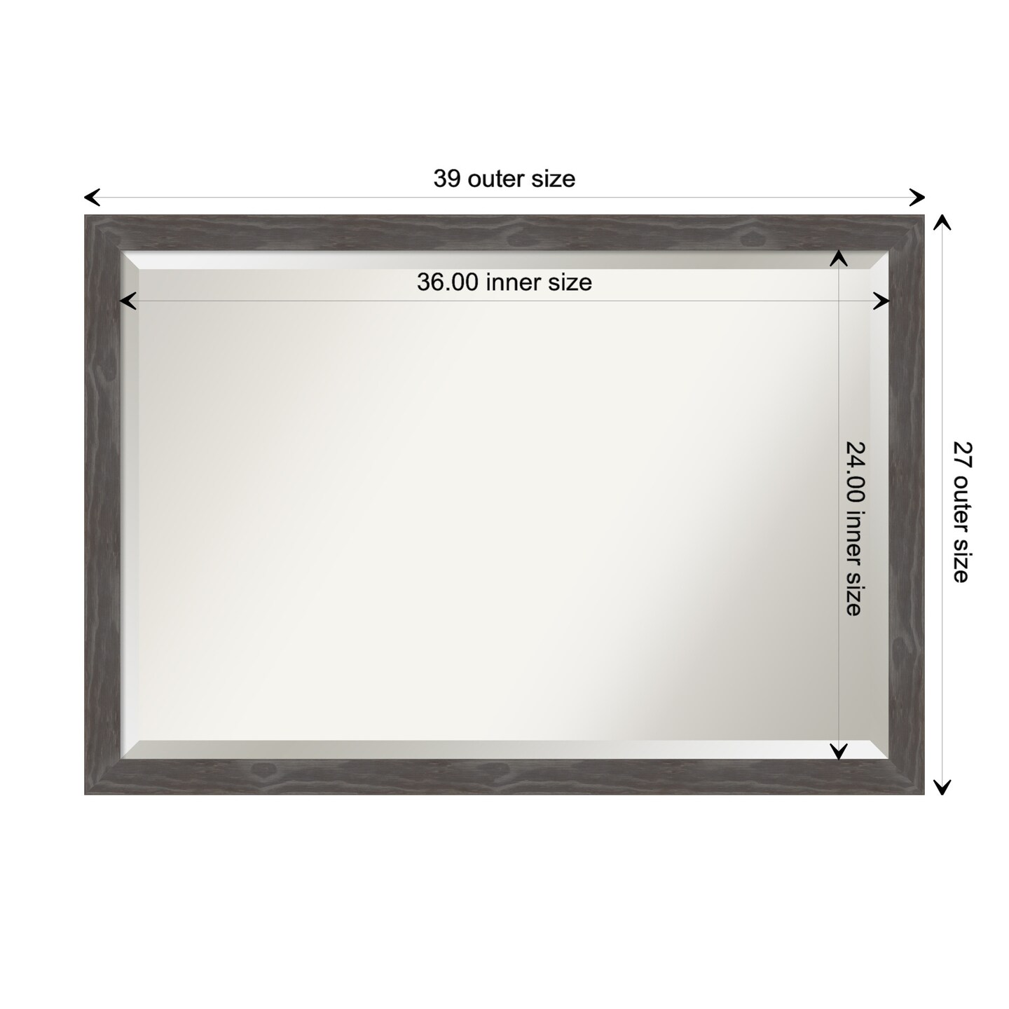 Beveled Wood Bathroom Wall Mirror, Woodridge Rustic Grey Frame