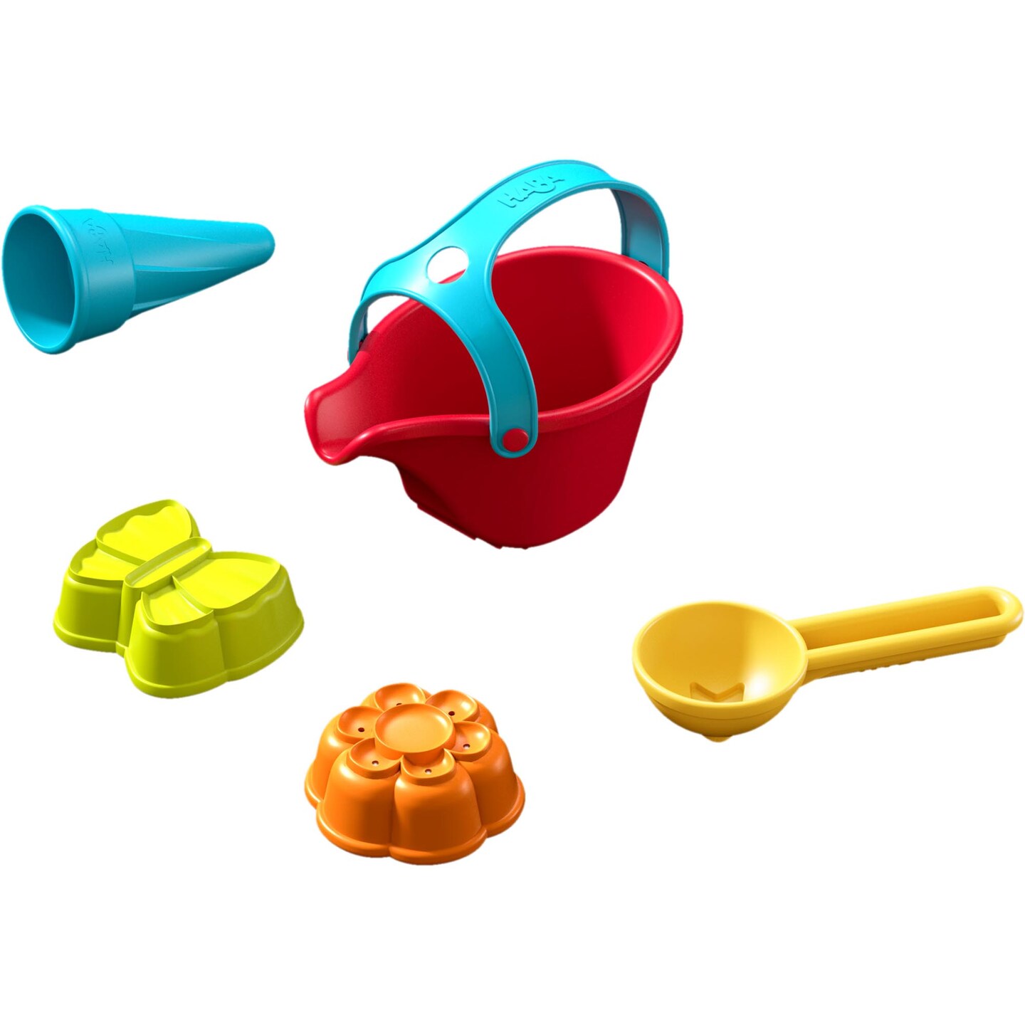 HABA Sand Toys Creative Set - 5 Piece Bundle with Watering Can, Ice Cream Cone Scoop &#x26; 2 Molds Sized for Toddlers