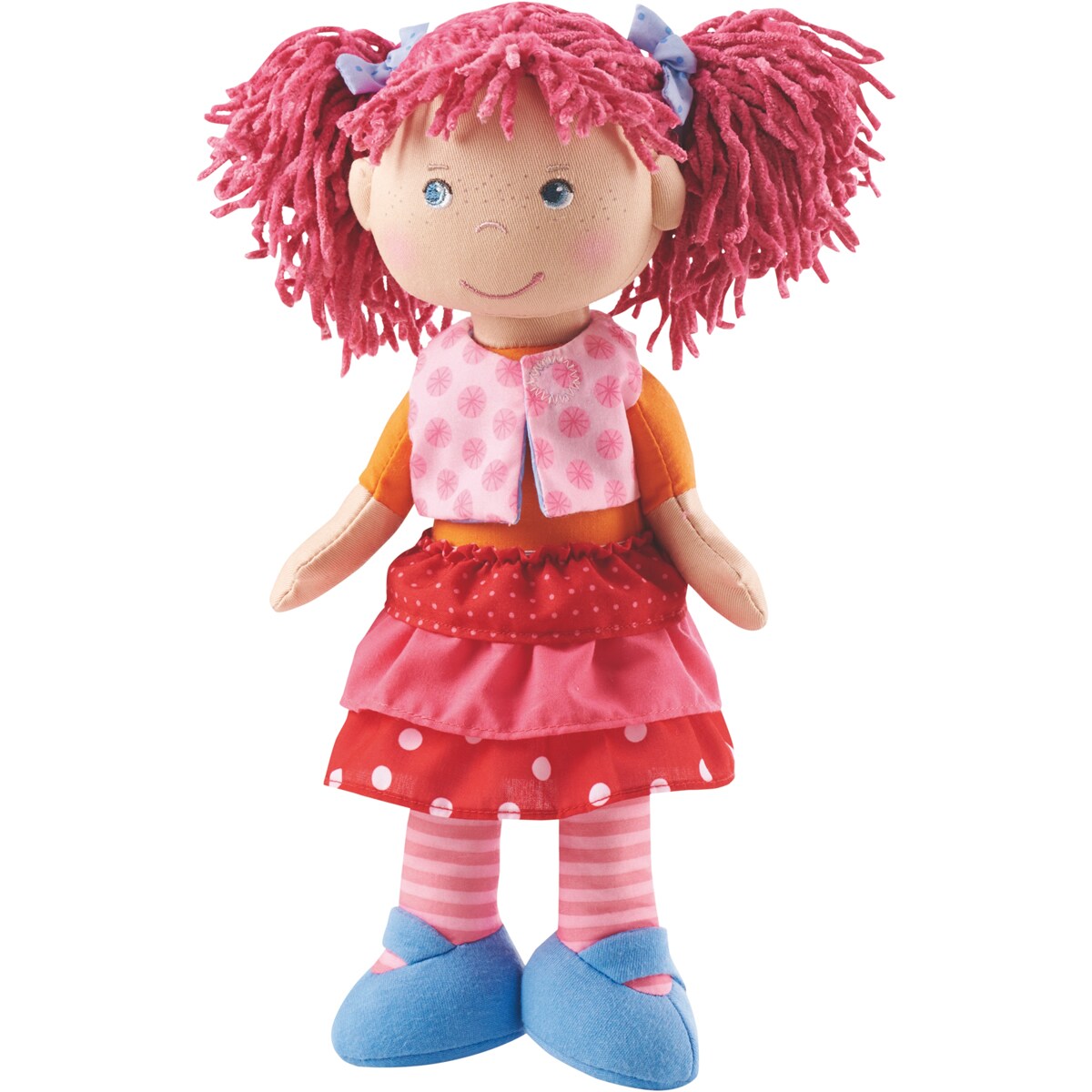 HABA Lilli-Lou 12&#x22; Soft Doll with Pink Hair in Pigtails, Blue Eyes and Embroidered Face for Ages 18 Months and Up