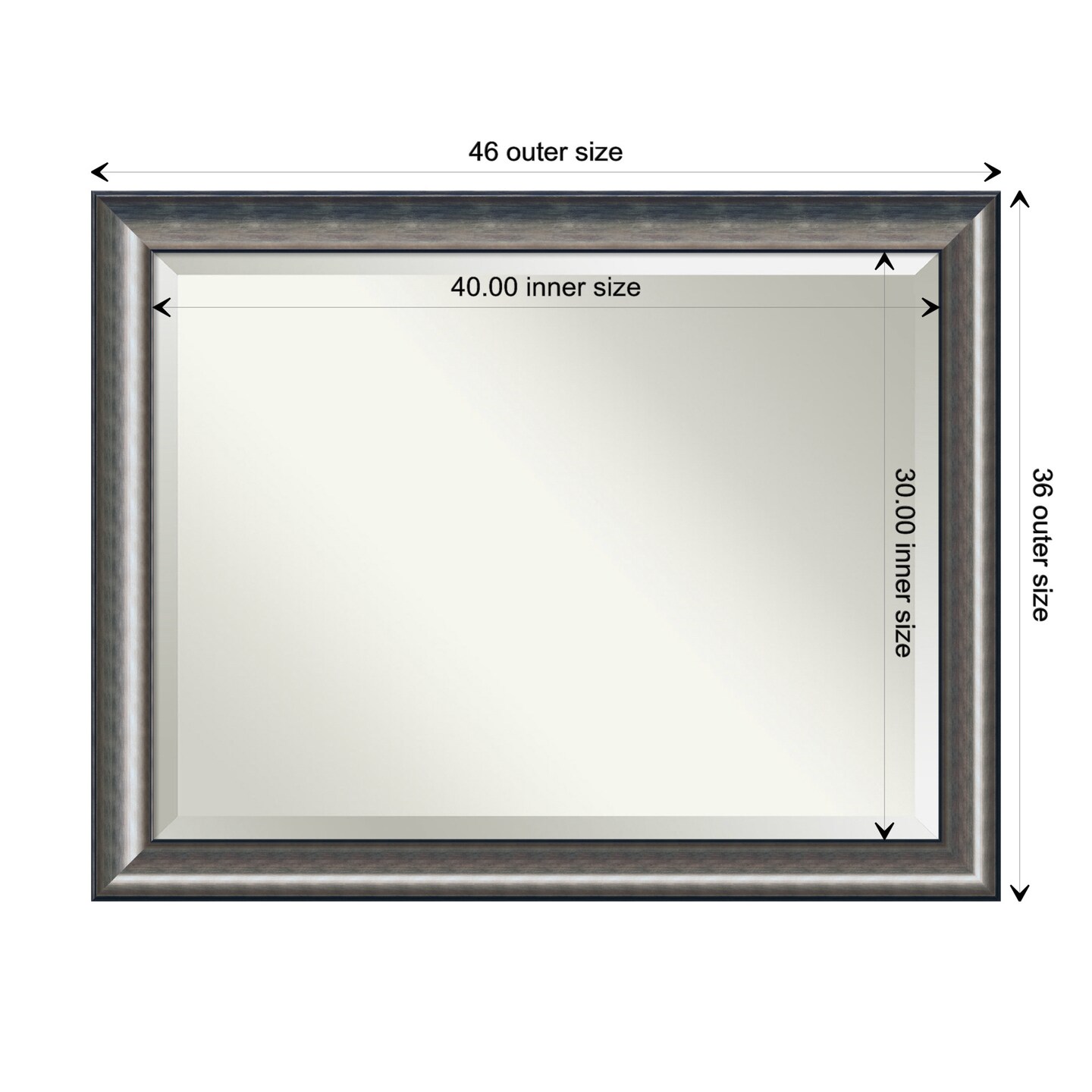 Beveled Wood Bathroom Wall Mirror, Quicksilver Scoop Frame