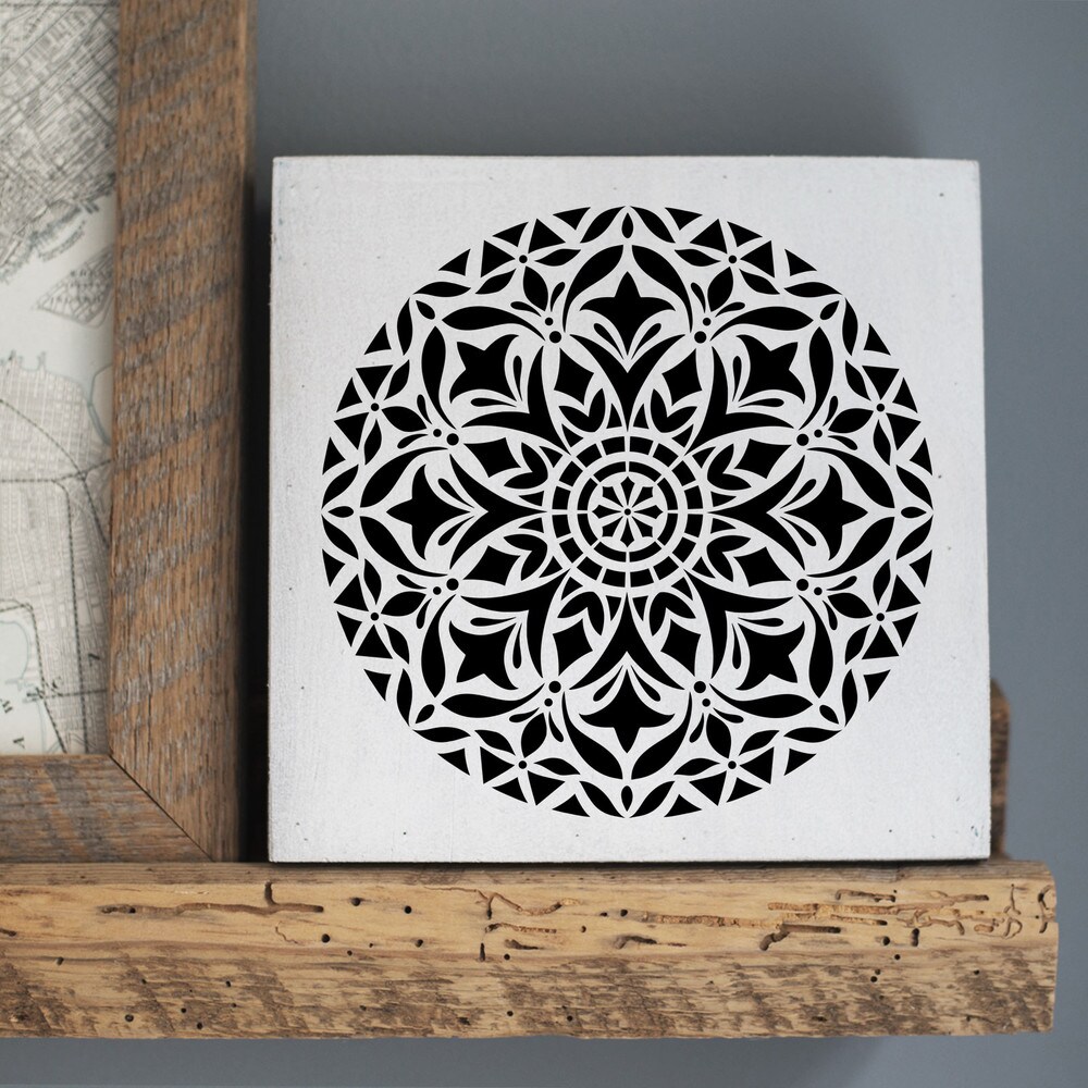 Devi Mandala Embossing 12 x 12 Stencil | FS027 by Designer Stencils | Mandala &#x26; Medallion Stencils | Reusable Stencil for Painting on Wood, Wall, Tile, Canvas, Paper, Fabric, Furniture, Floor | Stencil for Home Makeover | Easy to Use &#x26; Clean