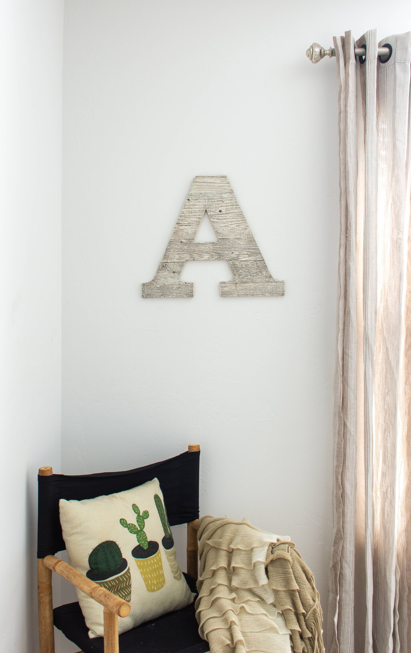Rustic Farmhouse Large 16" White Decorative Monogram Wood Letter