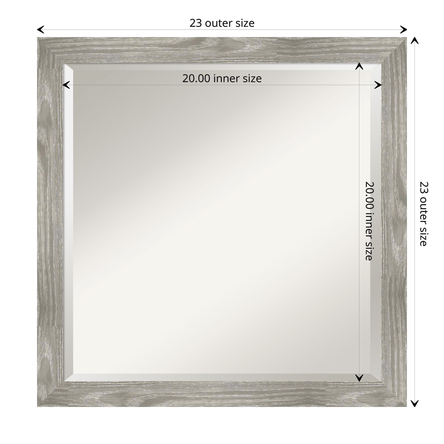 Beveled Bathroom Wall Mirror, Dove Greywash Square Frame Mirrors