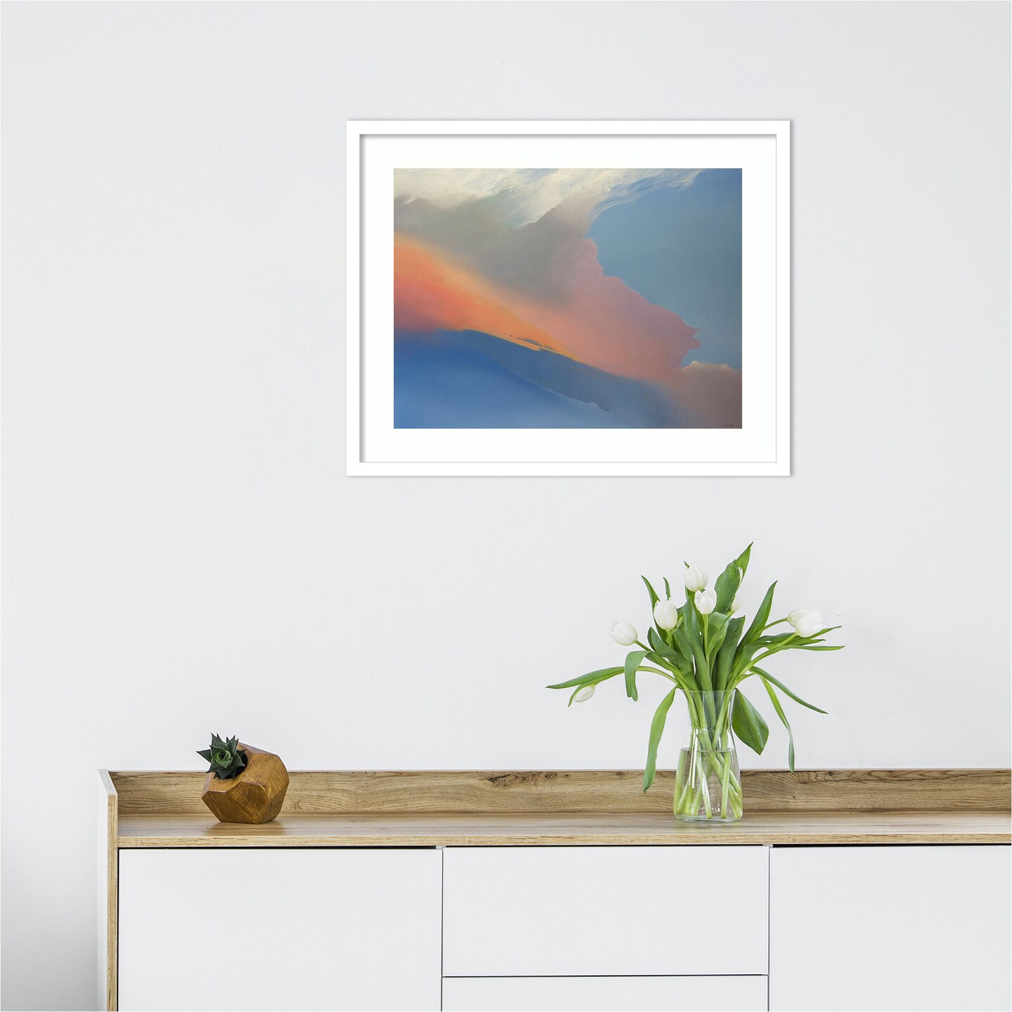 Gulfstream Clouds by Cap Pannell Wood Framed Wall Art Print