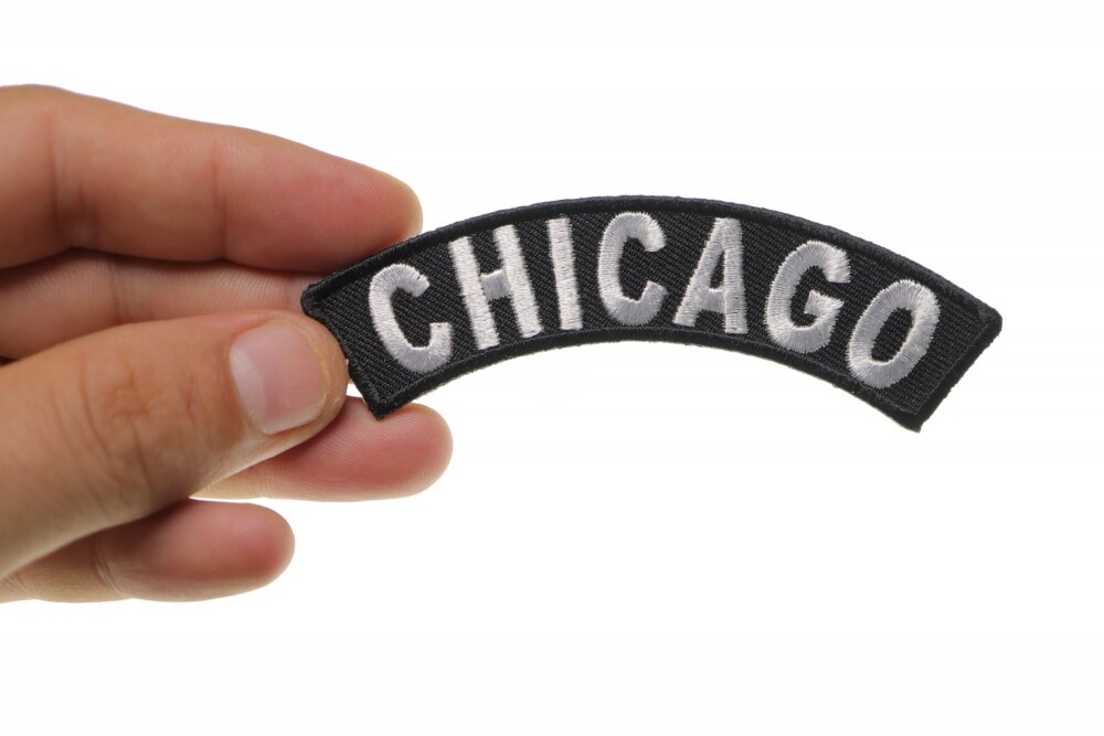 Patch, Small Embroidered Rocker (Iron-On or Sew-On), Chicago Illinois City Patch, 4&#x22; x 1&#x22; Arch