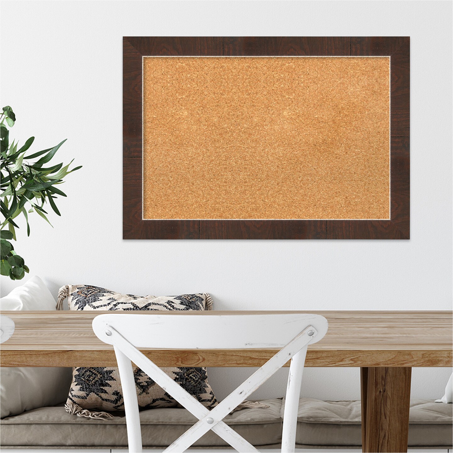 Cork Board, Wildwood Brown Narrow Frame - Bulletin Board, Organization Board, Pin Board