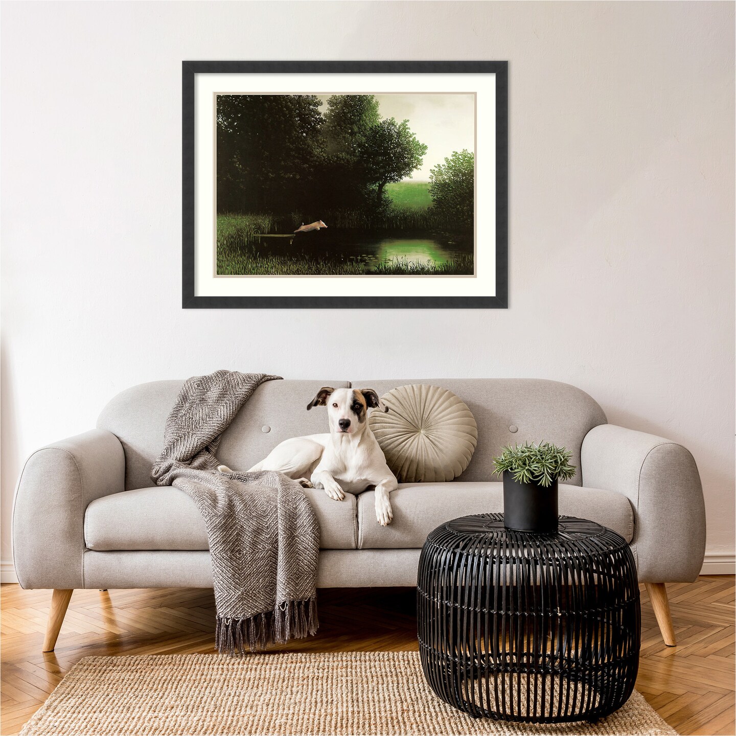 Diving Pig by Michael Sowa Wood Framed Wall Art Print