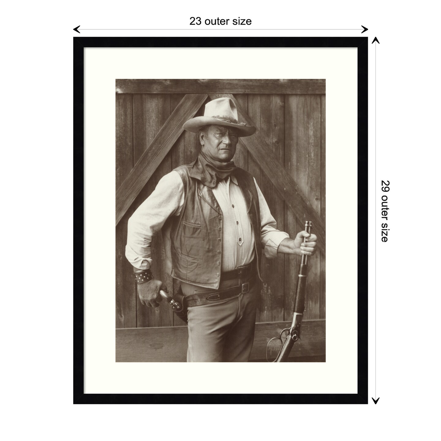 John Wayne by Bob Willoughby Wood Framed Wall Art Print