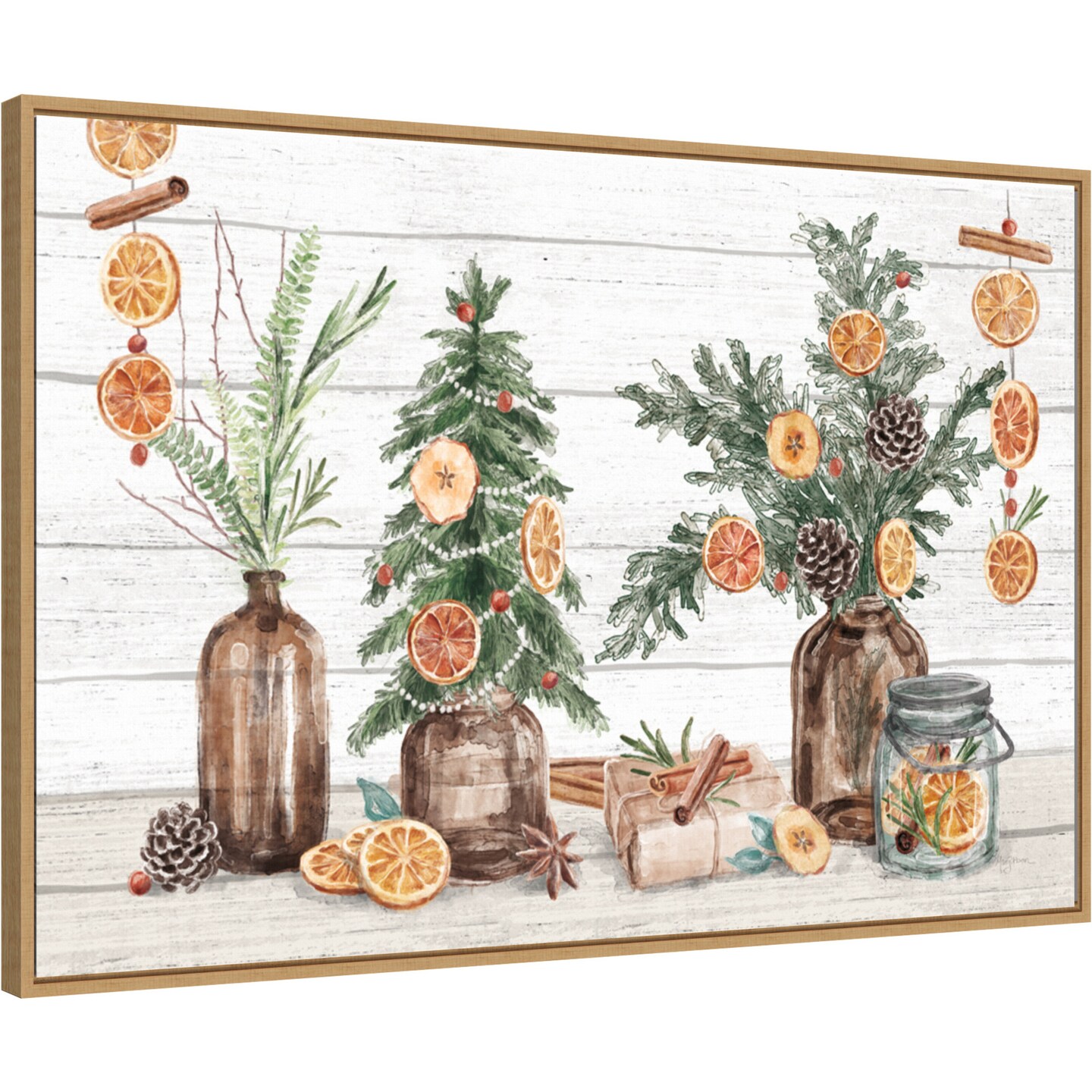 Seasonal Market I by Mary Urban 33-in. W x 23-in. H. Canvas Wall Art Print Framed in Natural