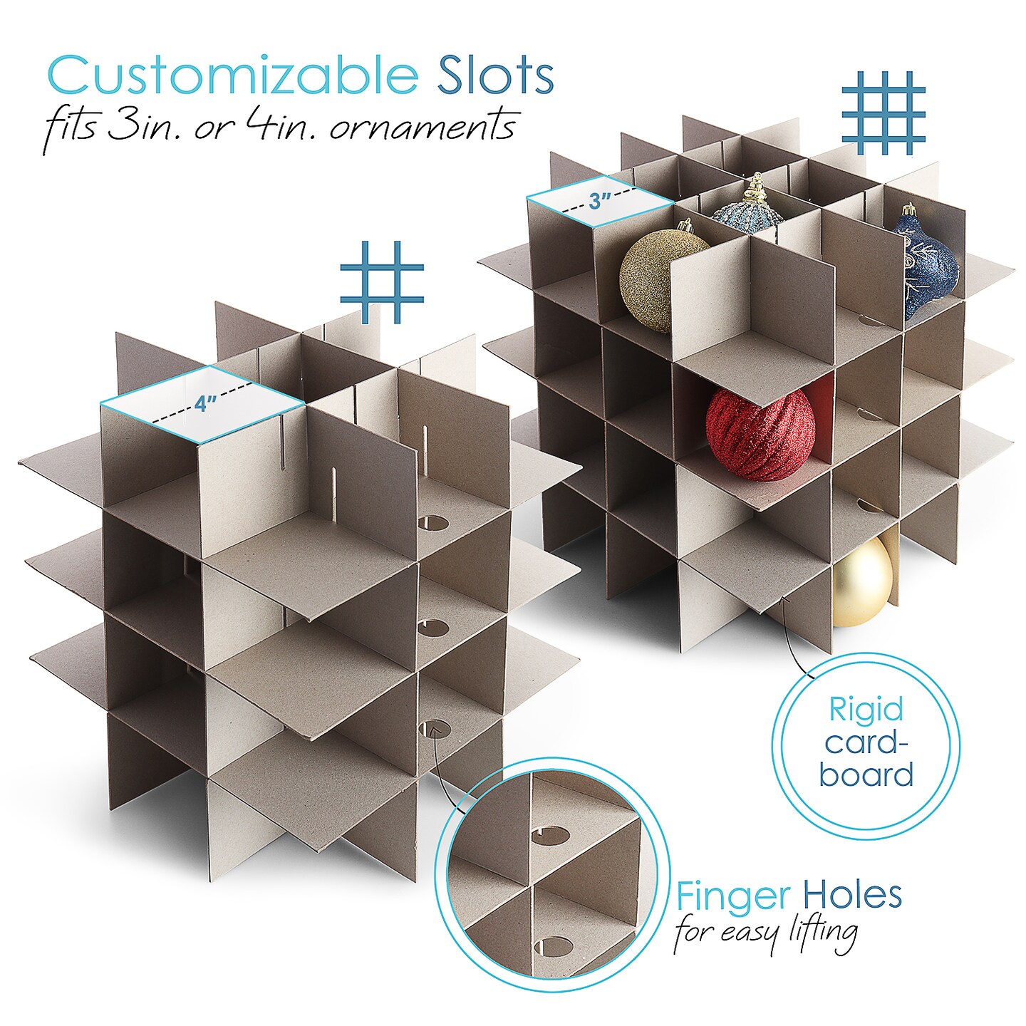 Hearth & Harbor Large Christmas Ornament Storage Box With Adjustable Dividers Ornament Storage