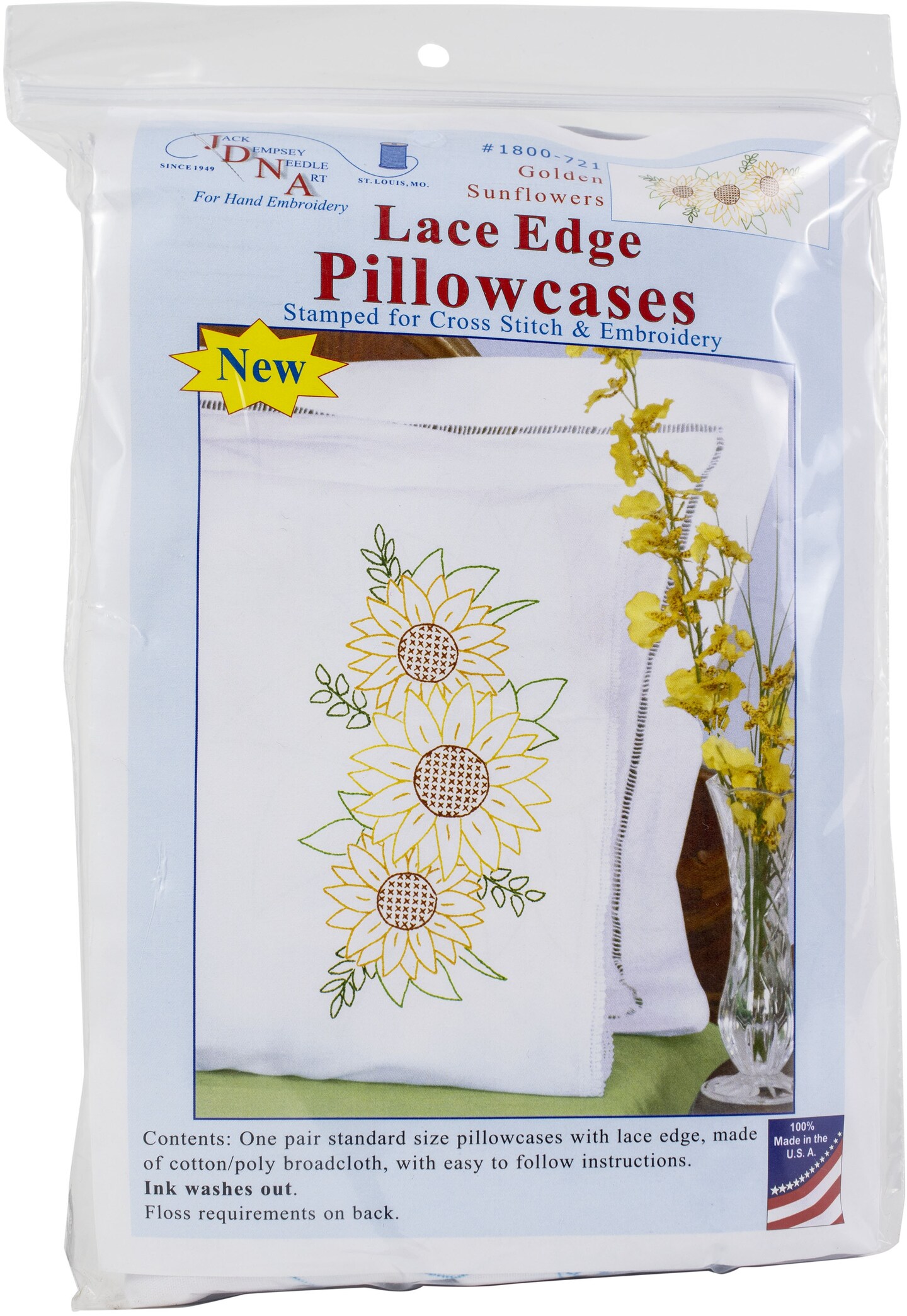 Jack Dempsey Stamped Pillowcases W/White Lace Edge 2/PkgGolden Sunflowers Accessories Michaels