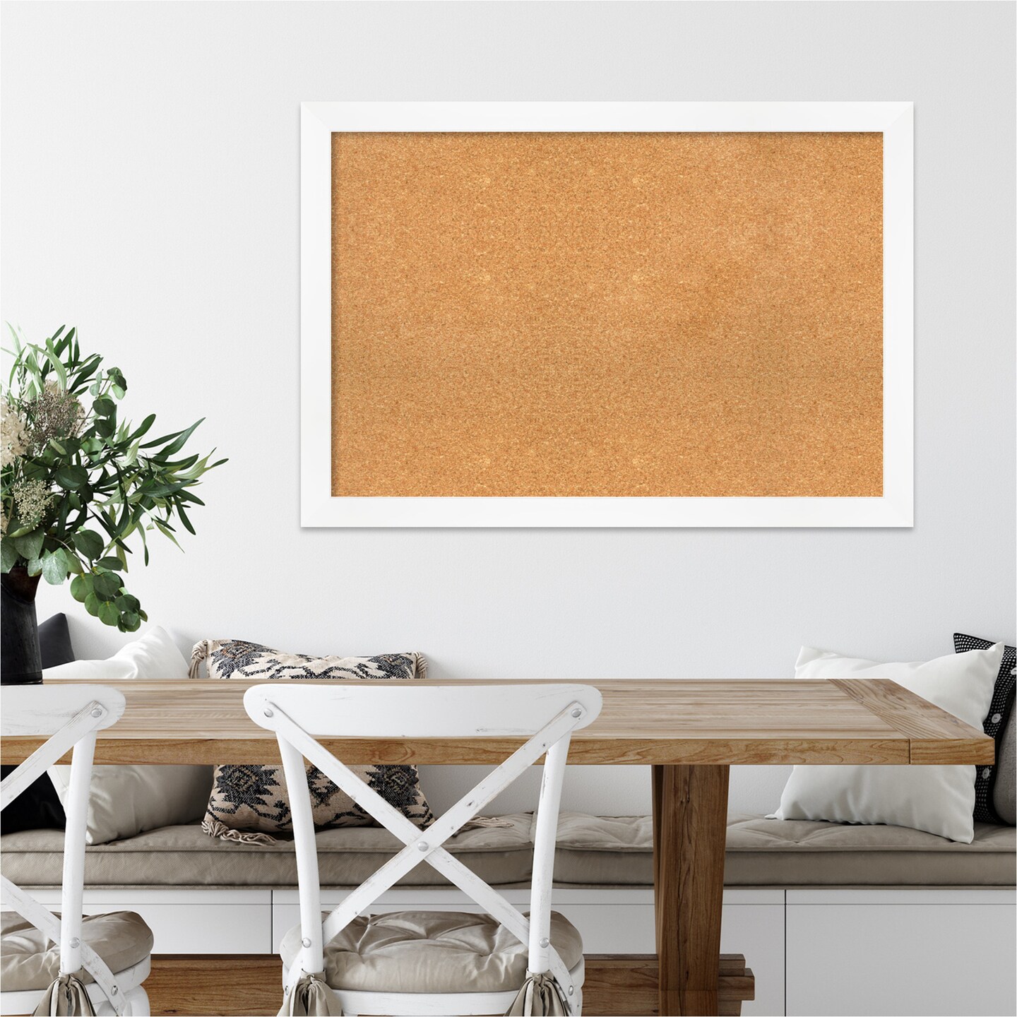 Cork Board, Cabinet White Narrow Frame - Bulletin Board, Organization Board, Pin Board