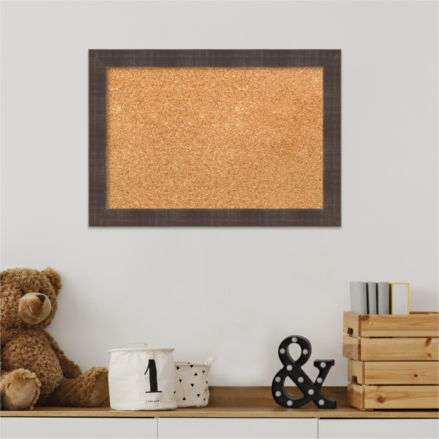 Cork Board, Whiskey Brown Rustic Wood Frame Bulletin Board