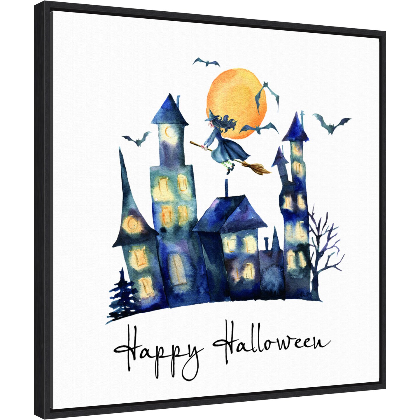Halloween Night Sky by Amanti Art Portfolio 22-in. W x 22-in. H. Canvas Wall Art Print Framed in Black