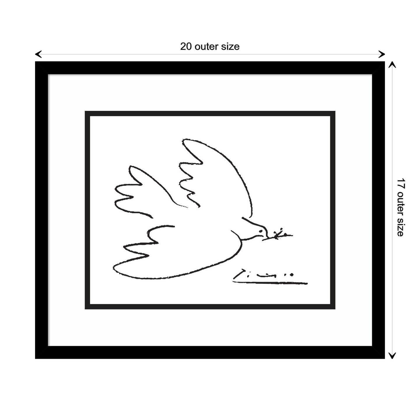 Dove of Peace by Pablo Picasso Wood Framed Wall Art Print