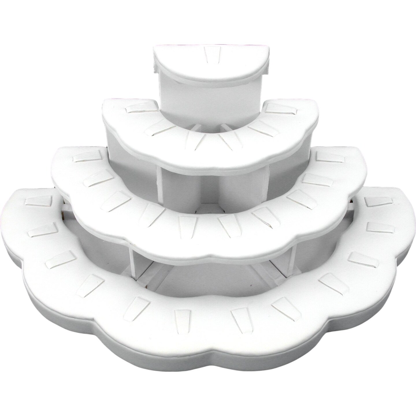 White Faux Leather Jewelry Display Stand Holds 29 Rings Kit 2 Pcs