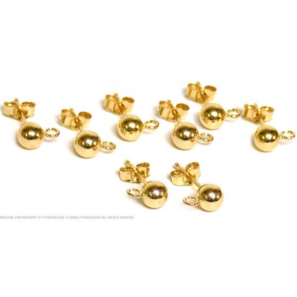 8 14K Gold 4mm Baby Loop &#x26; Ball Earrings &#x26; Backs