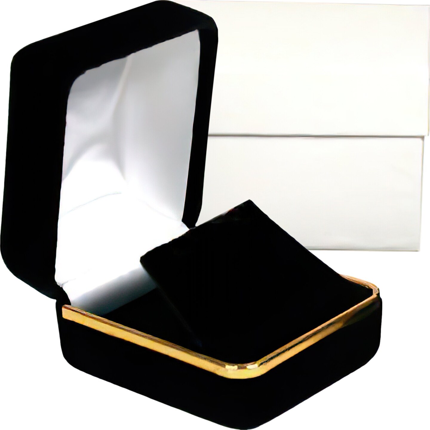 Black &#x26; Gold Velvet Earring Gift Box Showcase Display Kit 144 Pcs