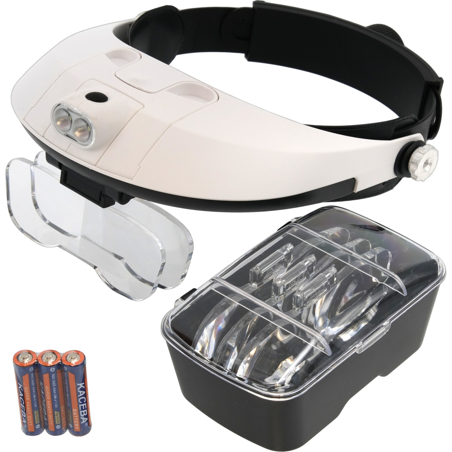 HAWK OPTICALS MG9008 2 LED Head Magnifier with Extra Lenses, White