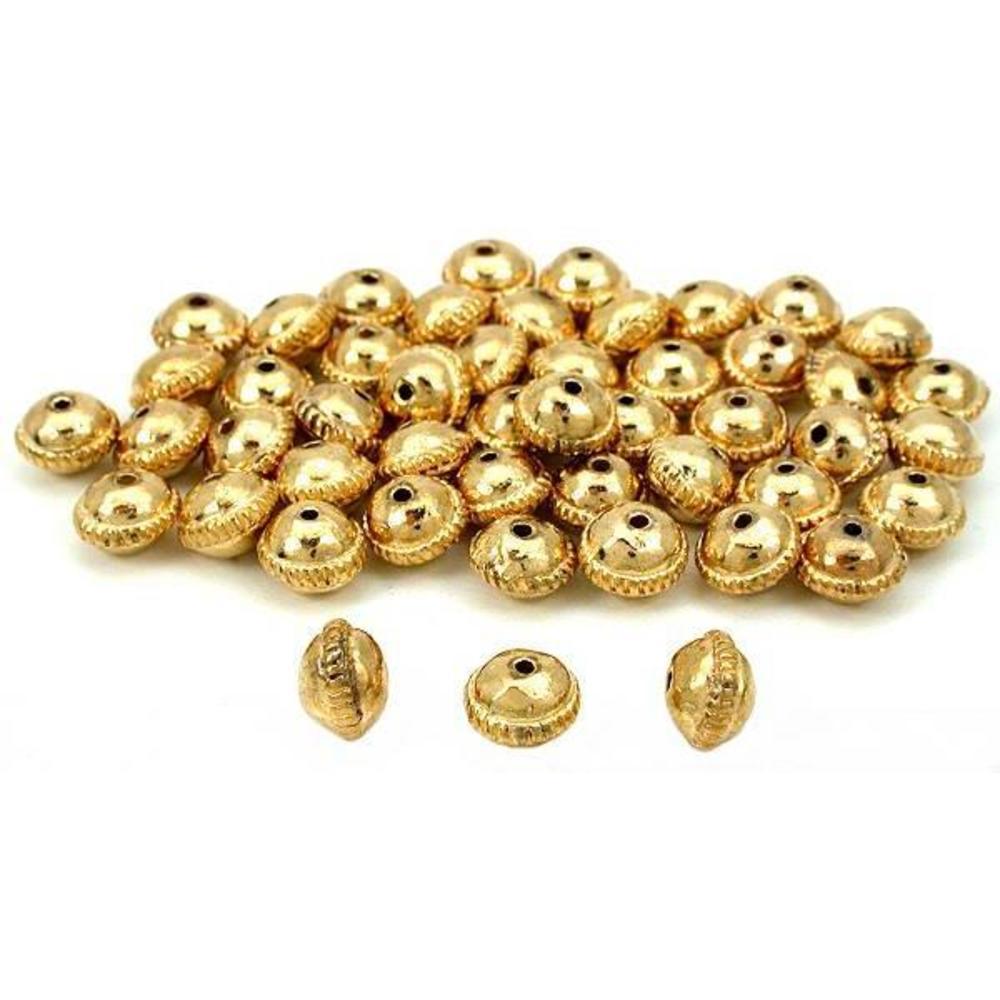 Saucer Bali Beads Gold Plated Jewelry 8.5mm Approx 50
