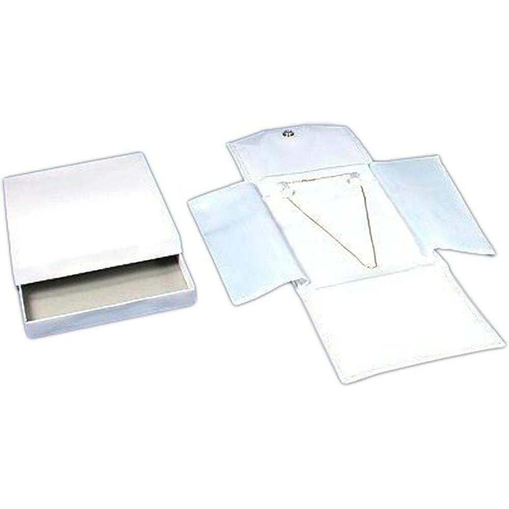 6 White Leather Necklace Jewelry Travel Folder Display Cases