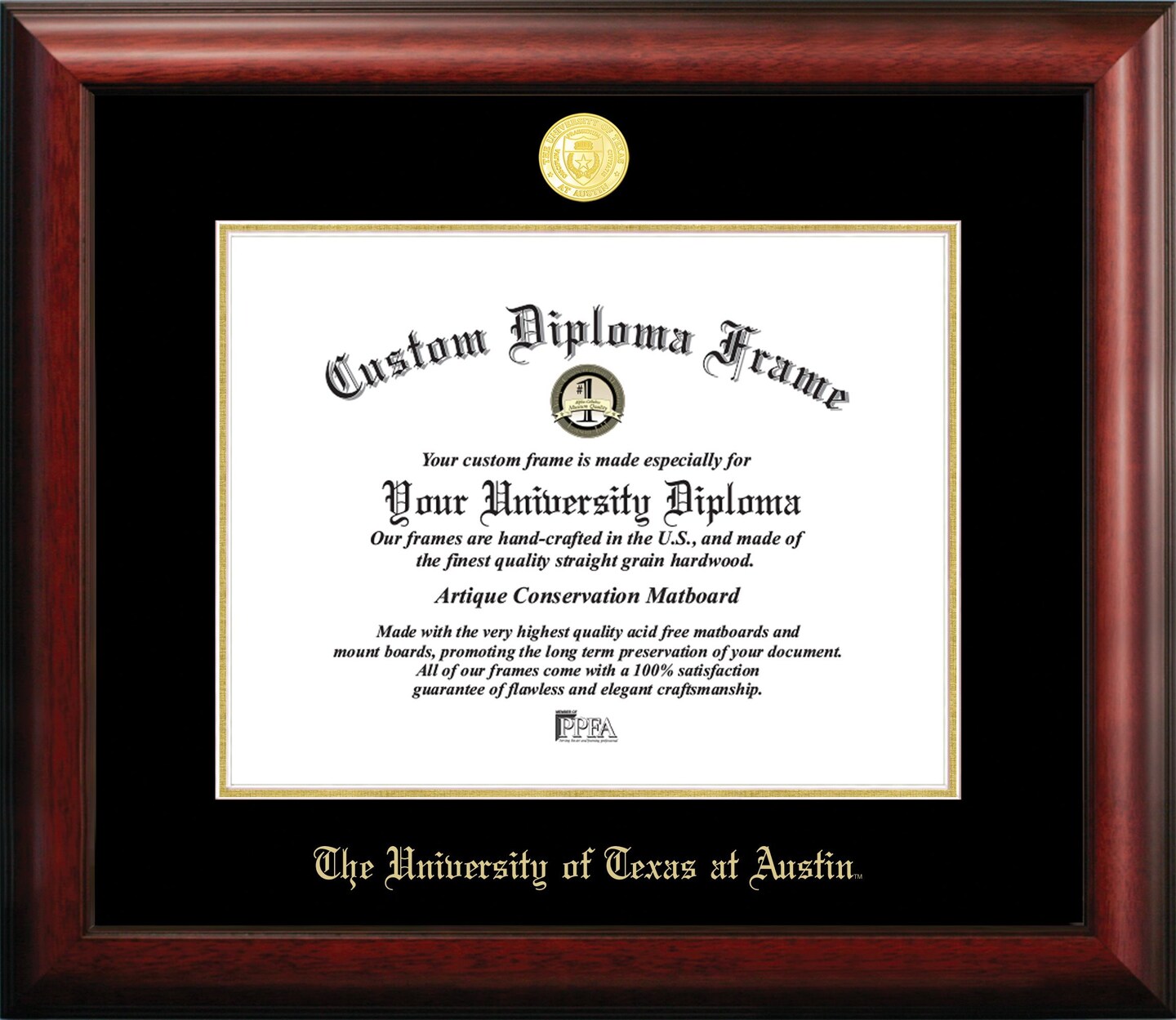 University of Texas, Austin 14w x 11h Gold Embossed Diploma Frame
