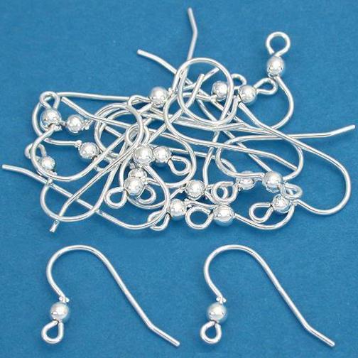 20 French Fish Hook Earwires Ball Silver Ear Wires 21Ga Michaels