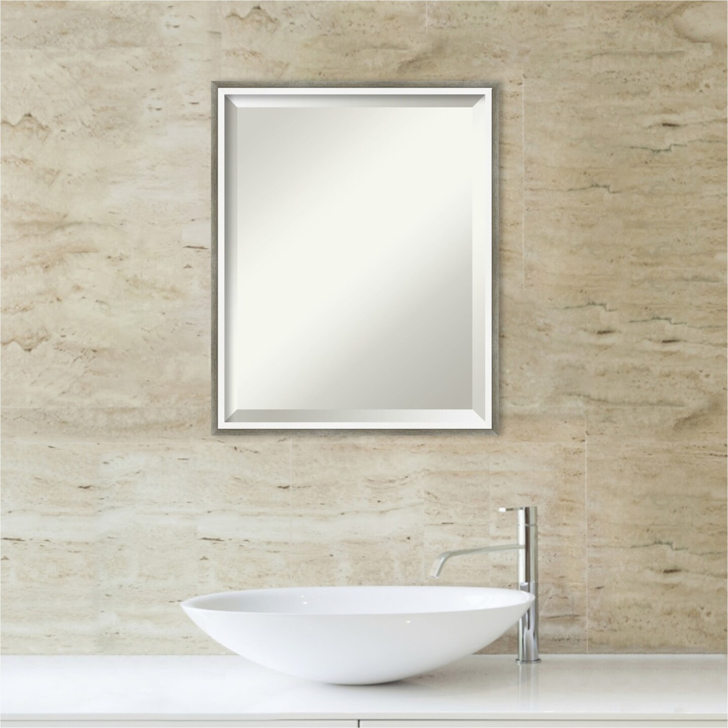 Beveled Wood Bathroom Wall Mirror, Lucie Frame