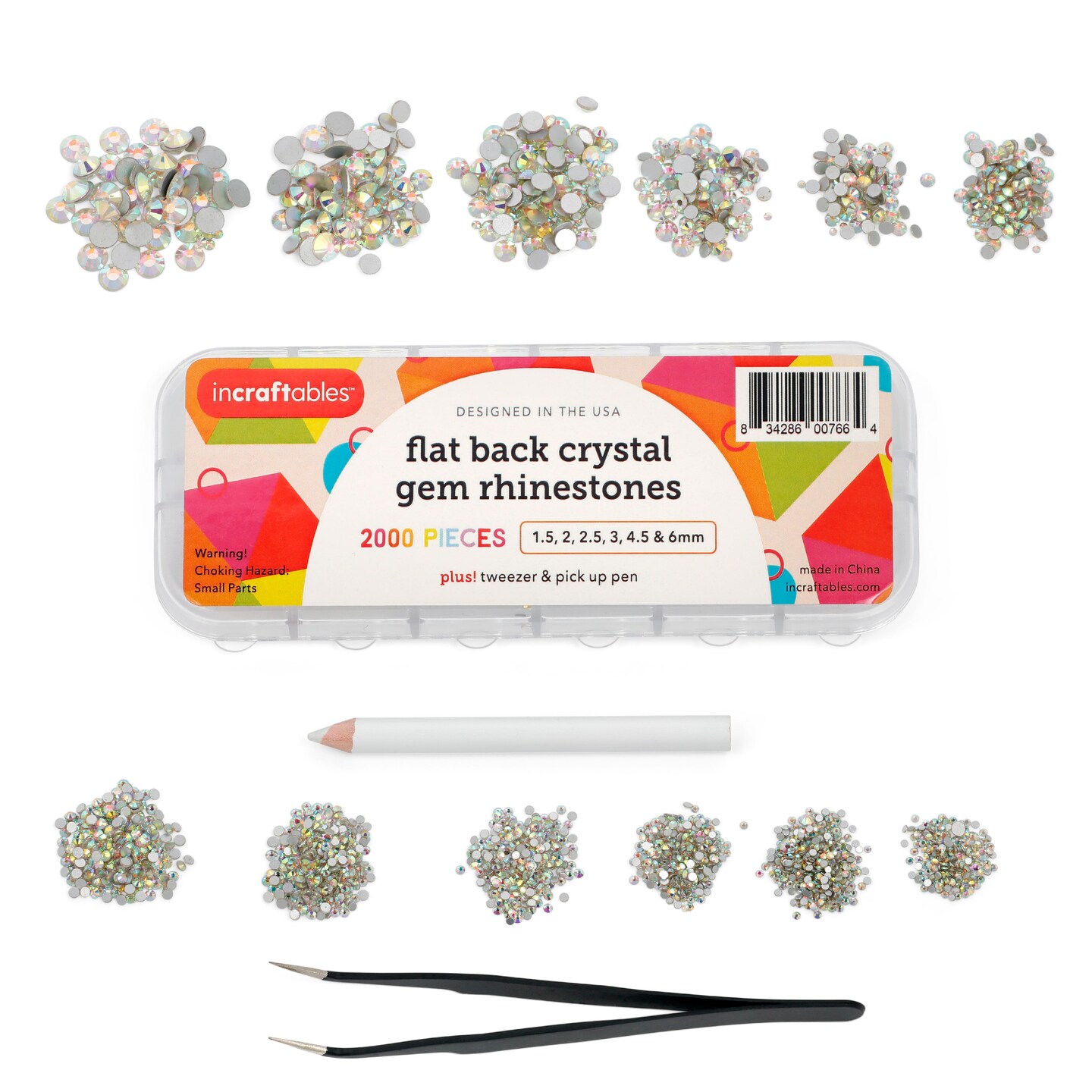 Incraftables Rhinestone Stickers 1150 pcs. Best Self Adhesive Multicolor Sticker Gems for Crafts. (3mm - 15mm) Bling Stick On Gems for Crafts. Assorted Diamond Crystal Jewel Stickers for Kids & Adults