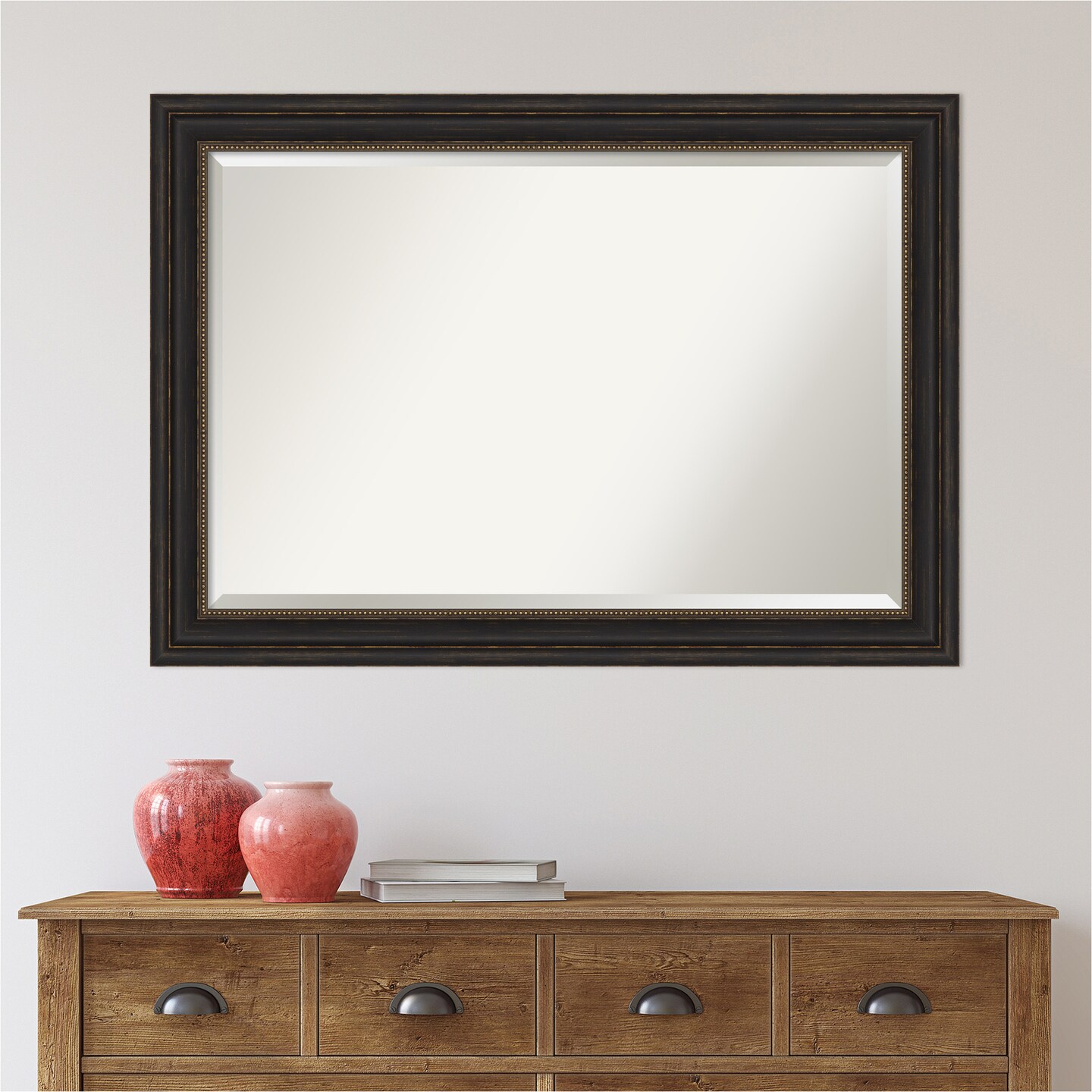 Beveled Bathroom Wall Mirror, Accent Bronze Frame