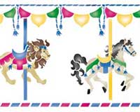 Carousel Wall Stencil | 1917 by Designer Stencils | Reusable Art Craft Stencils for Painting on Walls, Canvas, Wood | Reusable Plastic Paint Stencil for Home Makeover | Easy to Use & Clean Art Stencil