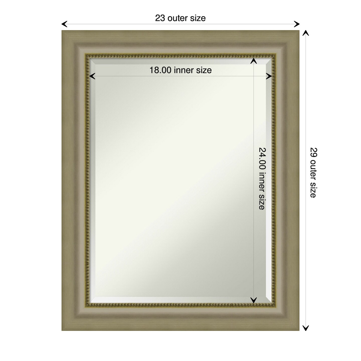 Beveled Wood Bathroom Wall Mirror, Vegas Silver Frame