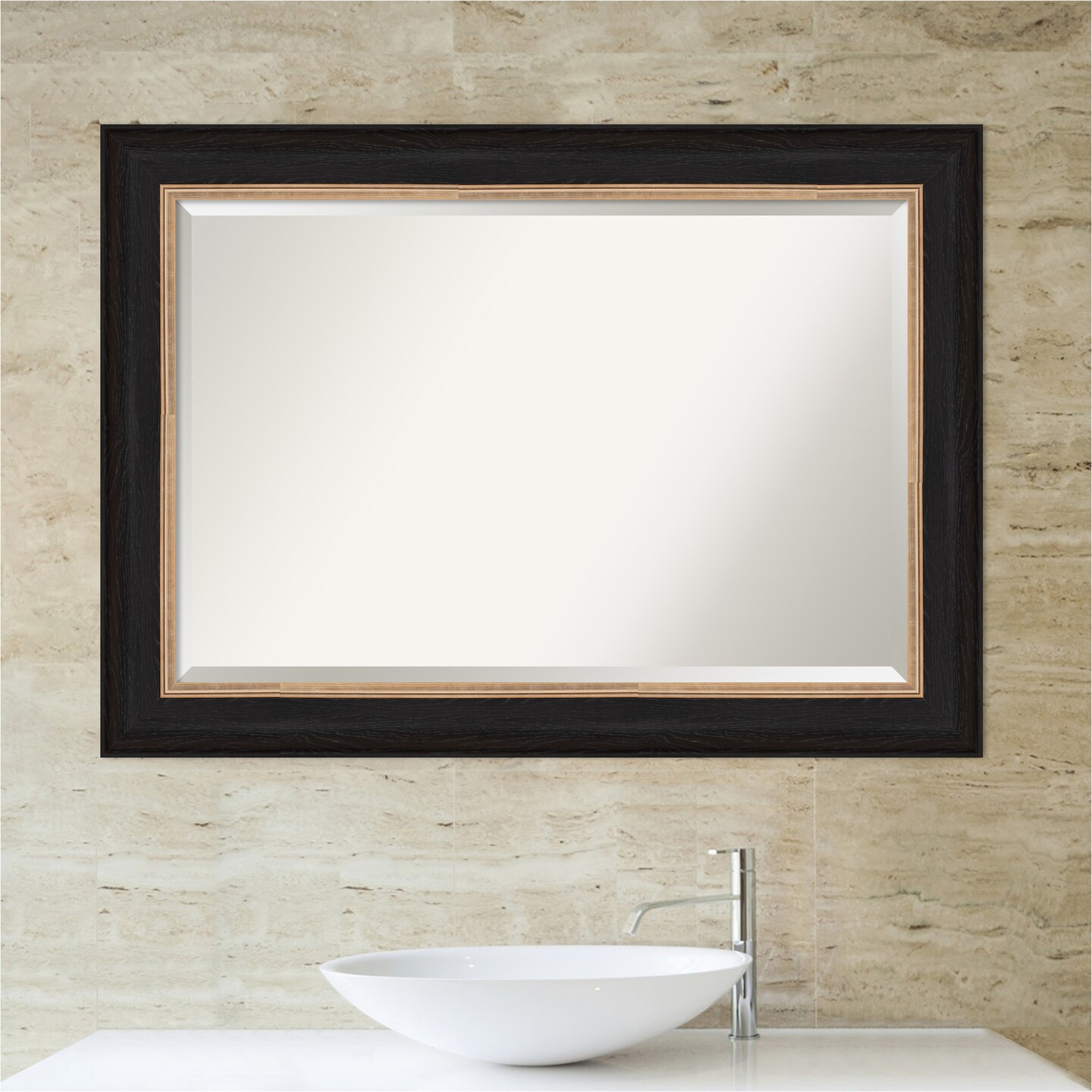 Beveled Bathroom Wall Mirror, Vogue Frame