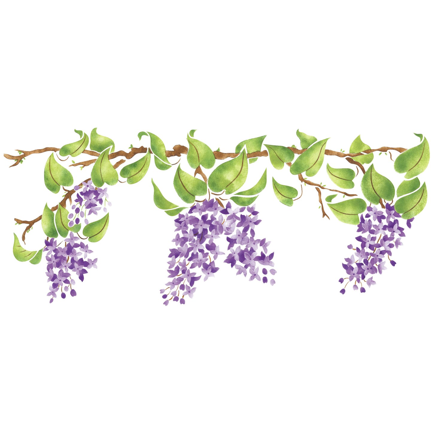 Lilac Branch Wall Stencil Border | 2076 by Designer Stencils | Floral Stencils | Reusable Art Craft Stencils for Painting on Walls, Canvas, Wood | Reusable Plastic Paint Stencil for Home Makeover | Easy to Use &#x26; Clean Art Stencil