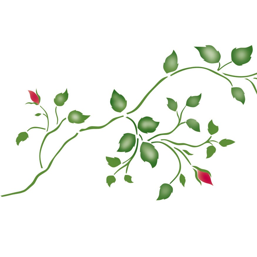 Small Rosebud Vine Wall Stencil | 1873 by Designer Stencils | Floral Stencils | Reusable Art Craft Stencils for Painting on Walls, Canvas, Wood | Reusable Plastic Paint Stencil for Home Makeover | Easy to Use &#x26; Clean Art Stencil