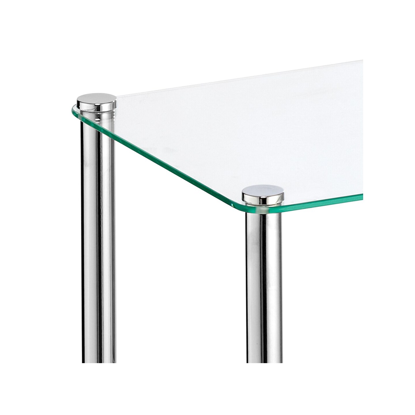 mDesign Metal/Glass 3-Tier Storage Tower w/ Glass Shelves, 2 Pack, Chrome/Clear