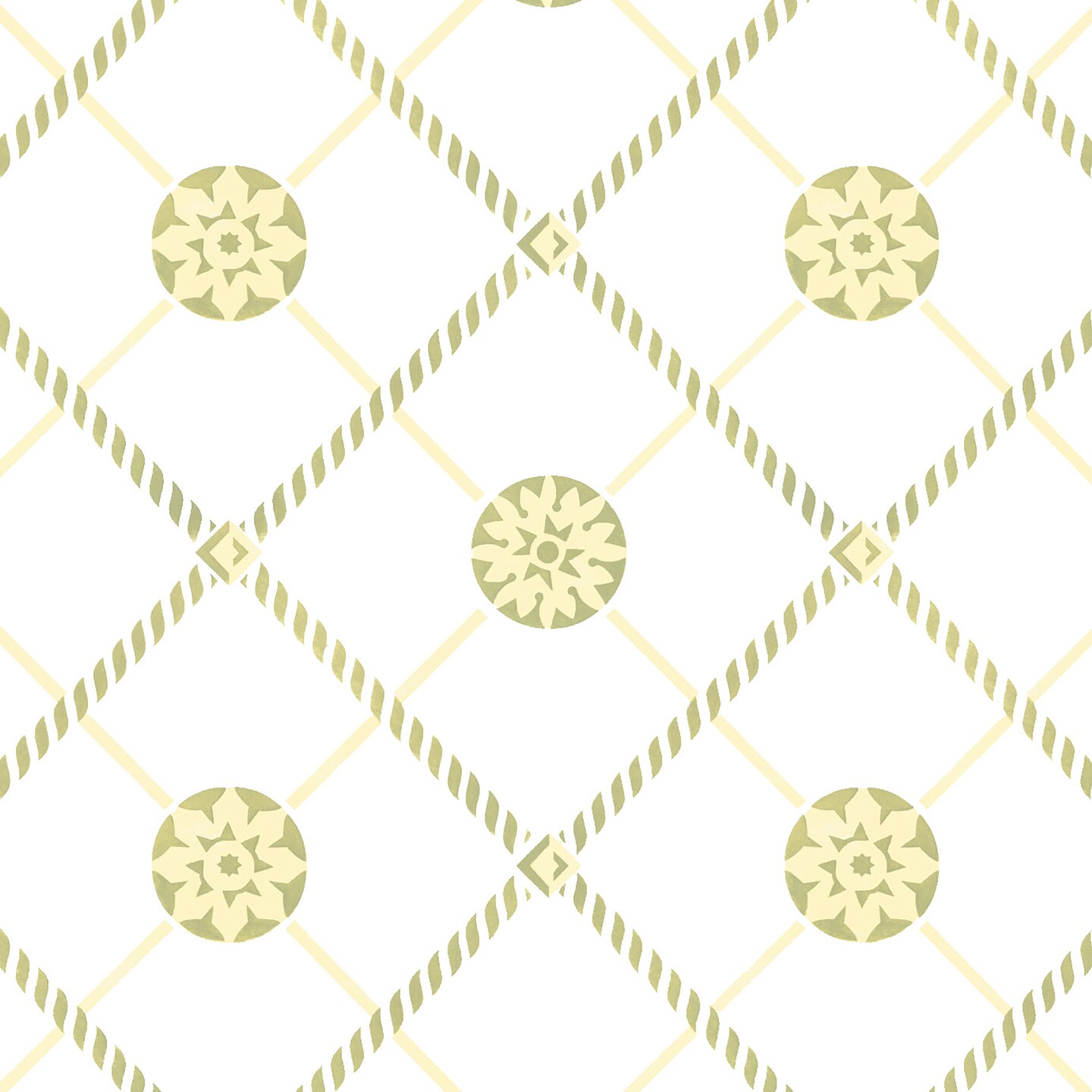 Rosette Grid Wallpaper Wall Stencil | 2458 by Designer Stencils | Pattern Stencils | Reusable Stencils for Painting | Safe &#x26; Reusable Template for Wall Decor | Try This Stencil Instead of a Wallpaper | Easy to Use &#x26; Clean Art Stencil Pattern