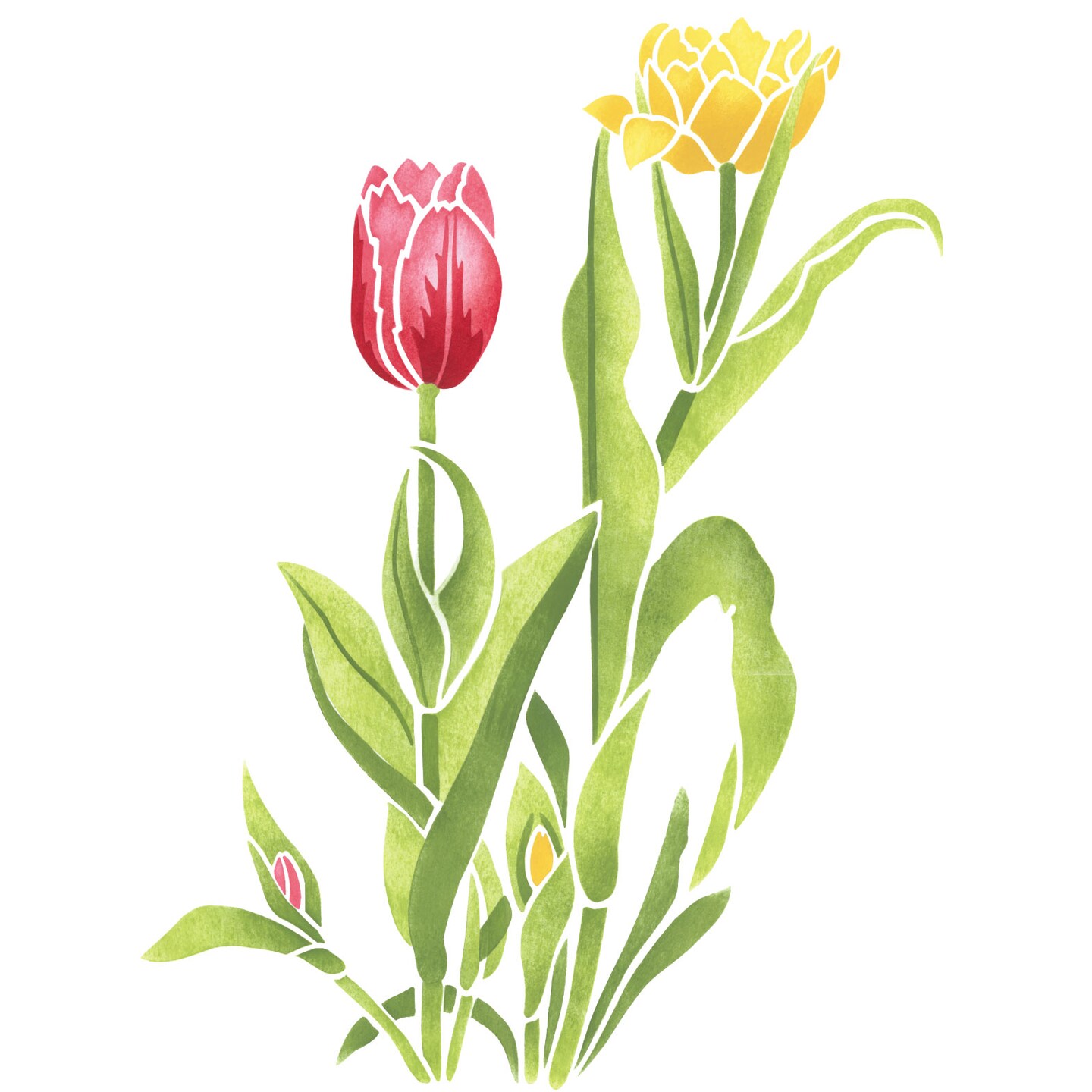 Double Tulip Flower Wall Stencil | 2115 by Designer Stencils | Reusable Art Craft Stencils for Painting on Walls, Canvas, Wood |