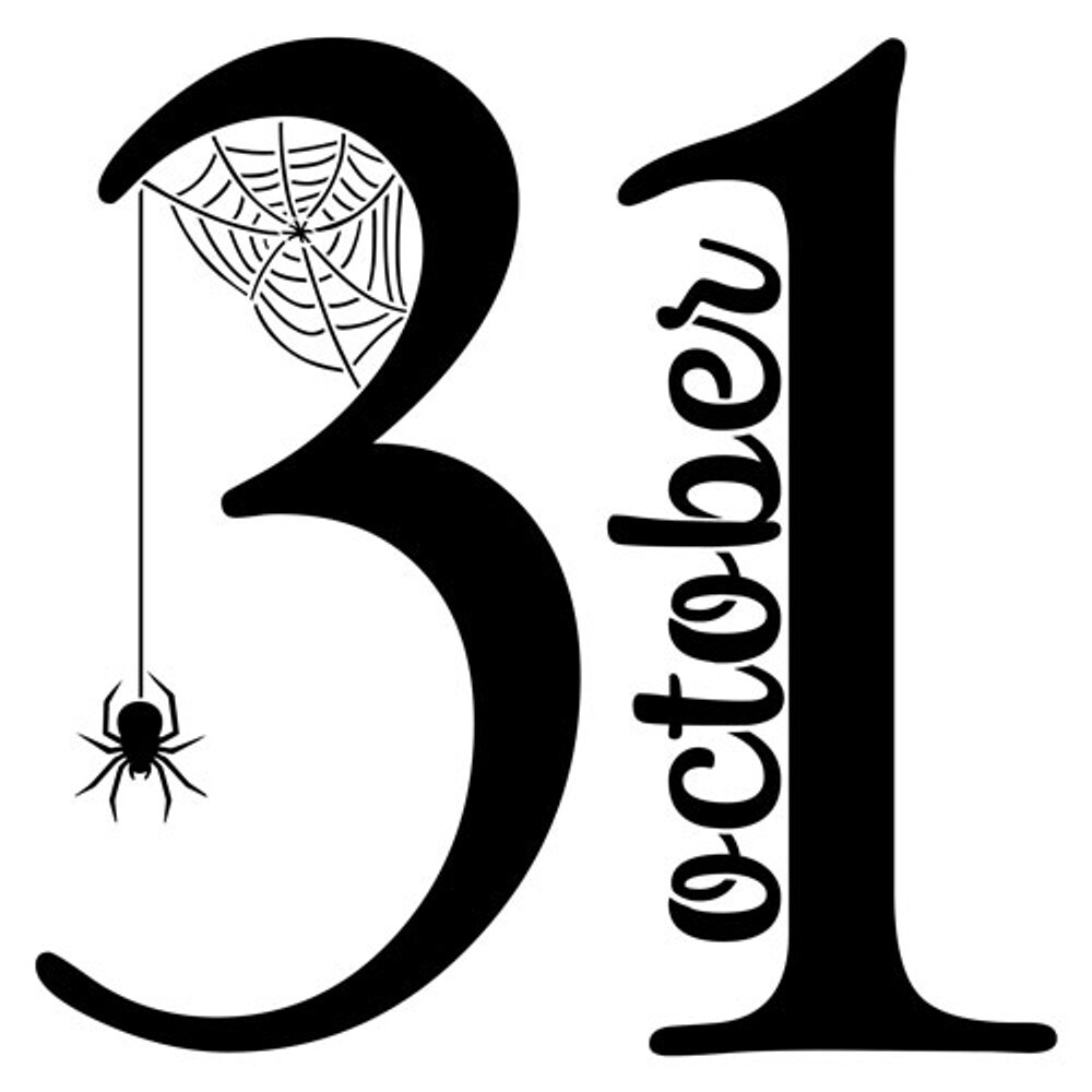 October 31st with Halloween Spider Embossing 12 x 12 Stencil | FS094 by Designer Stencils | Word &#x26; Phrase Stencils | Reusable Stencils for Painting on Wood, Wall, Tile, Canvas, Paper, Fabric, Furniture, Floor | Stencil for Home Makeover