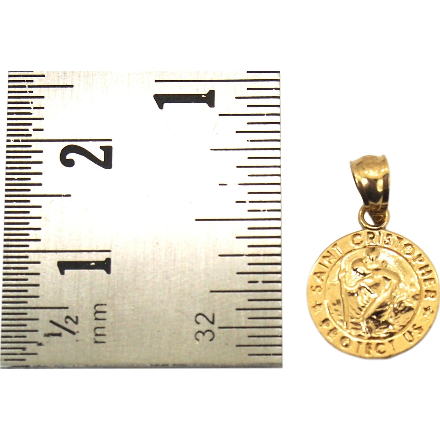 14k Yellow Gold St.Christopher Medal Charm with 18&#x22; Gold Cable Chain &#x26; Gift box
