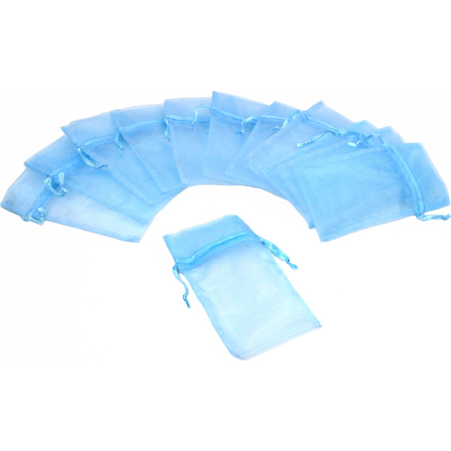 Light Blue Organza Drawstring Jewelry Gift Bag Pouches 4" x 5" Kit 192 Pcs