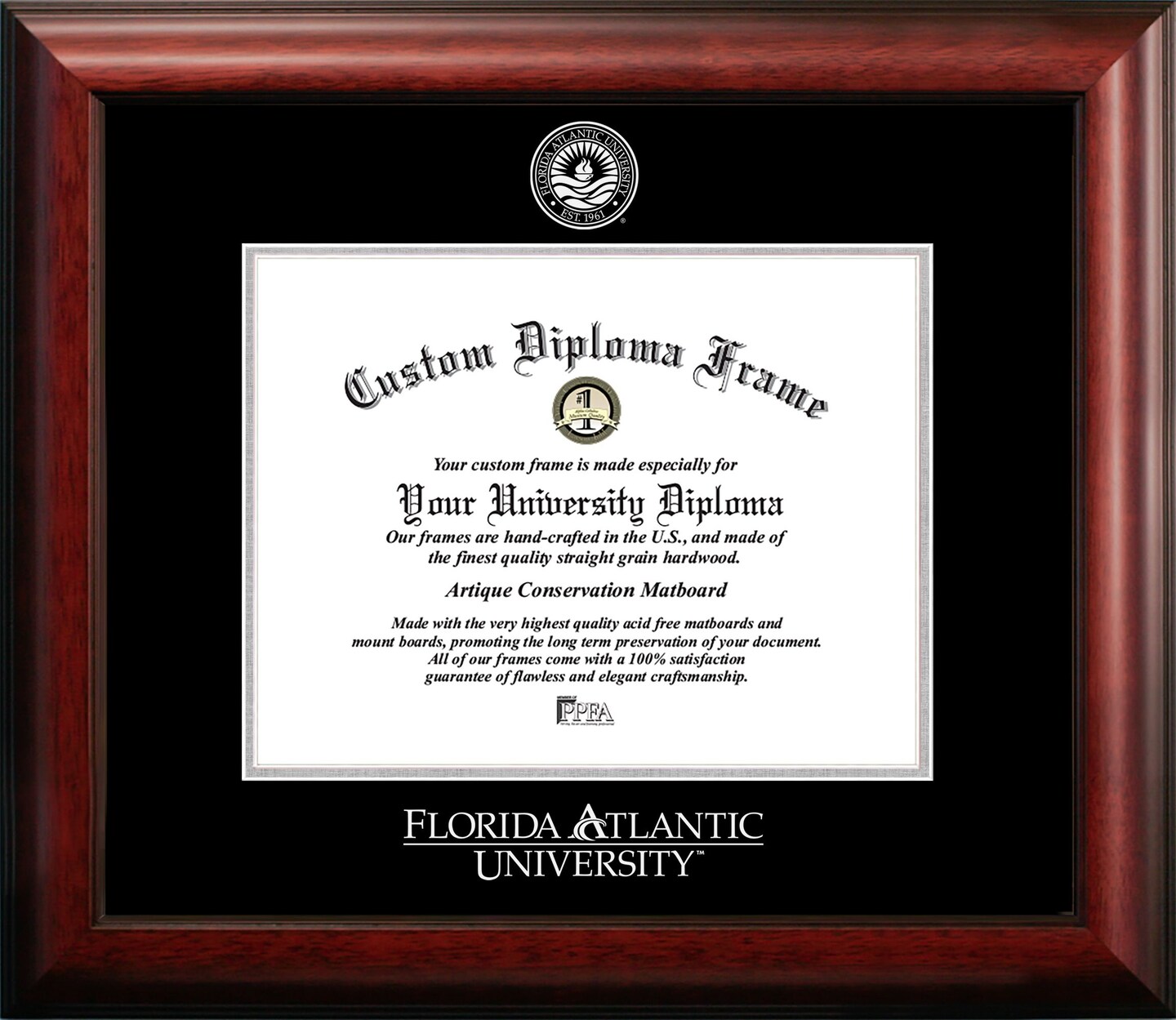 Florida Atlantic University 11w x 8.5h Silver Embossed Diploma Frame