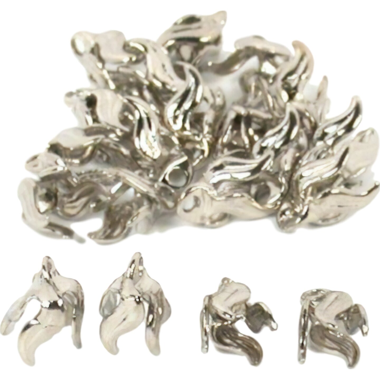 24 Bead Caps Necklace Charm Chain Bails Beading Part