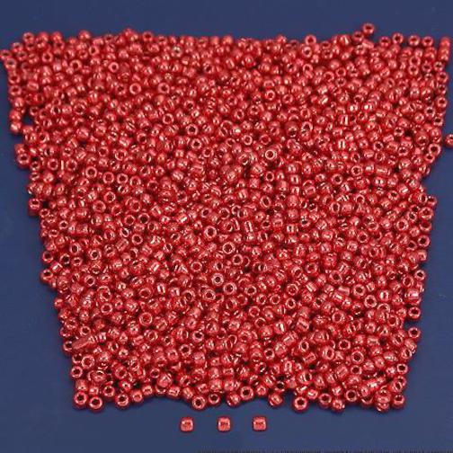 25 Grams Metallic Dark Red Opaque Glass Seed Beads 12/0