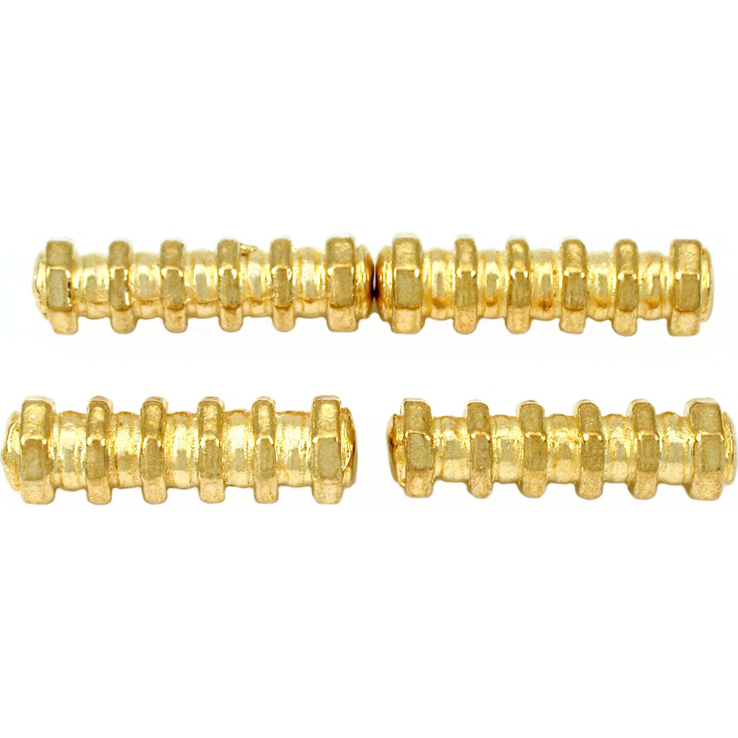 15g Bali Octagon Tube Beads Gold Plt 23mm Approx 4