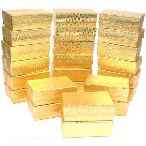 24 Gold Cotton Gift Boxes Chain &#x26; Pendant Displays 2 5/8&#x22;