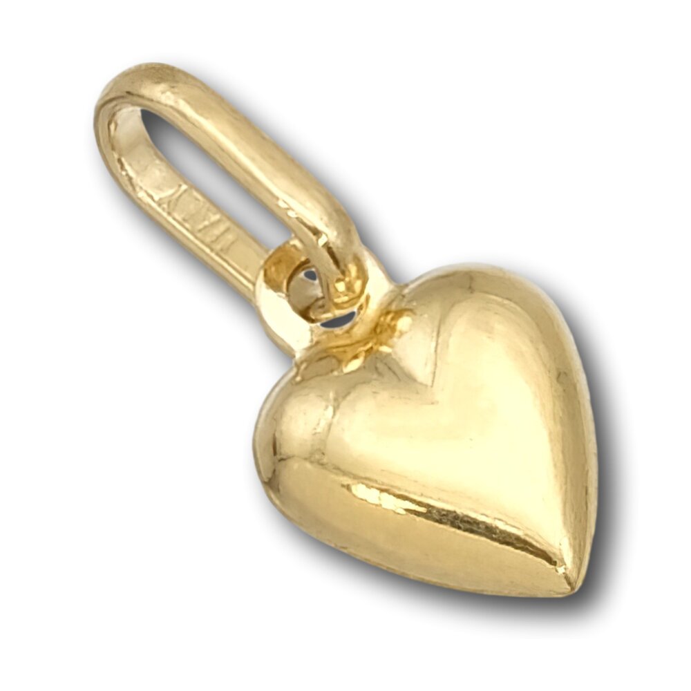 14K Yellow Gold Puffed Heart Charm Pendant Jewelry 8 x 6 mm