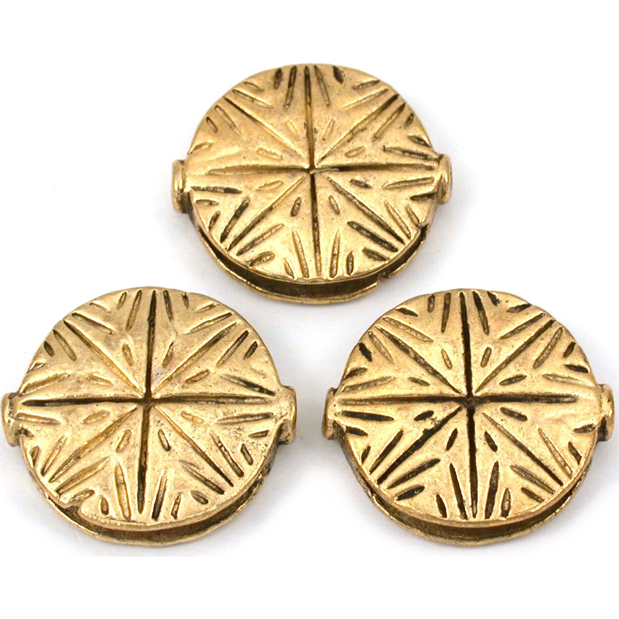 Fluted Star Beads Antique Gold Plated 19.5mm Approx 3