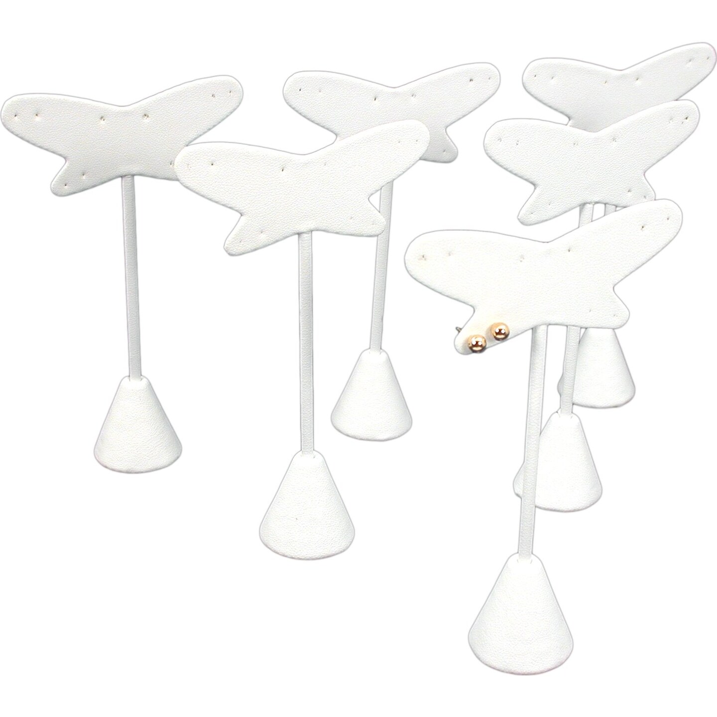 6 White Butterfly Earring Stand 5 Pairs Displays 5.75&#x22;